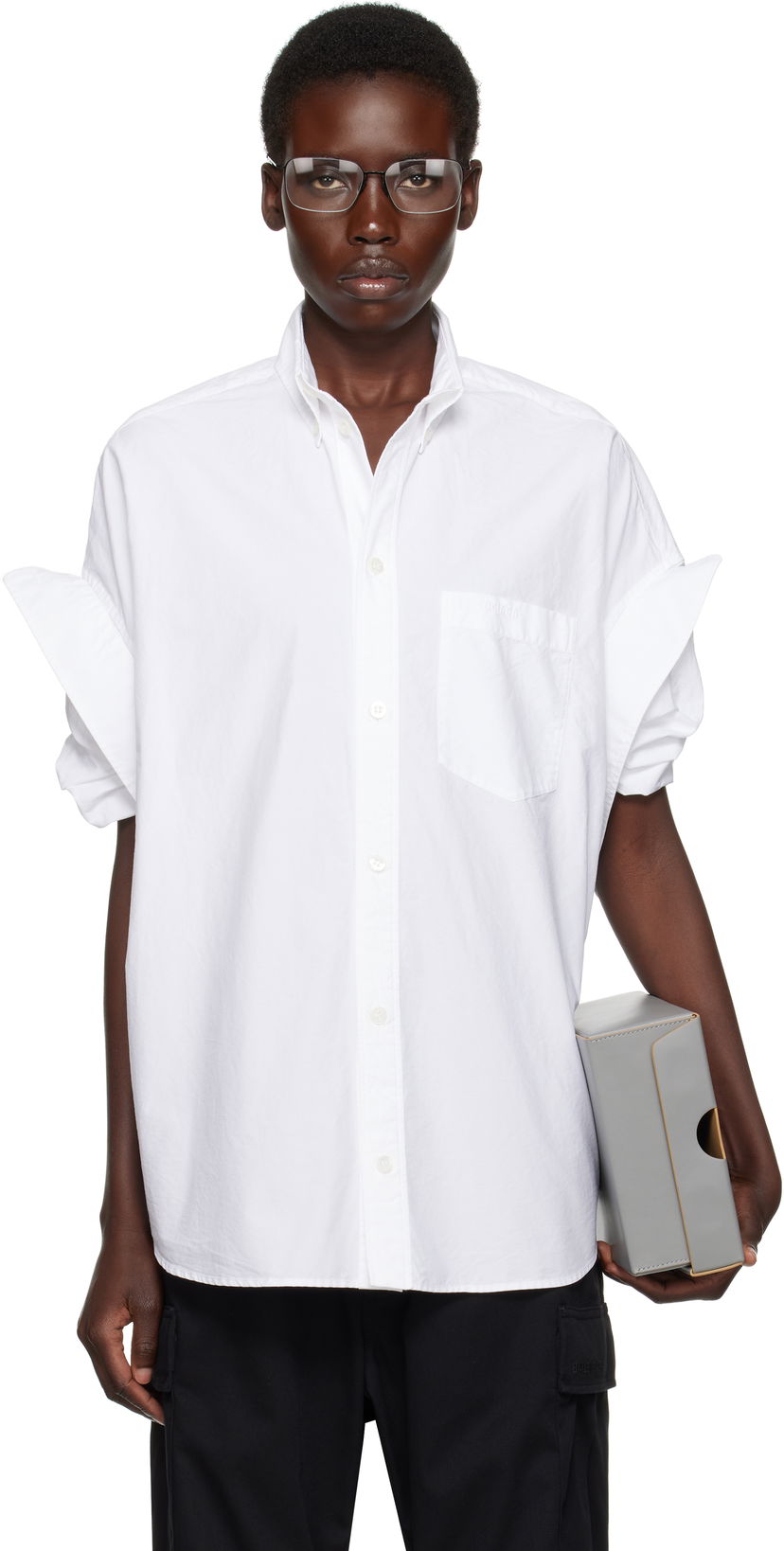 Košulja Balenciaga Balenciaga Tucked Sleeve Shirt Bijela | 834033TNM60