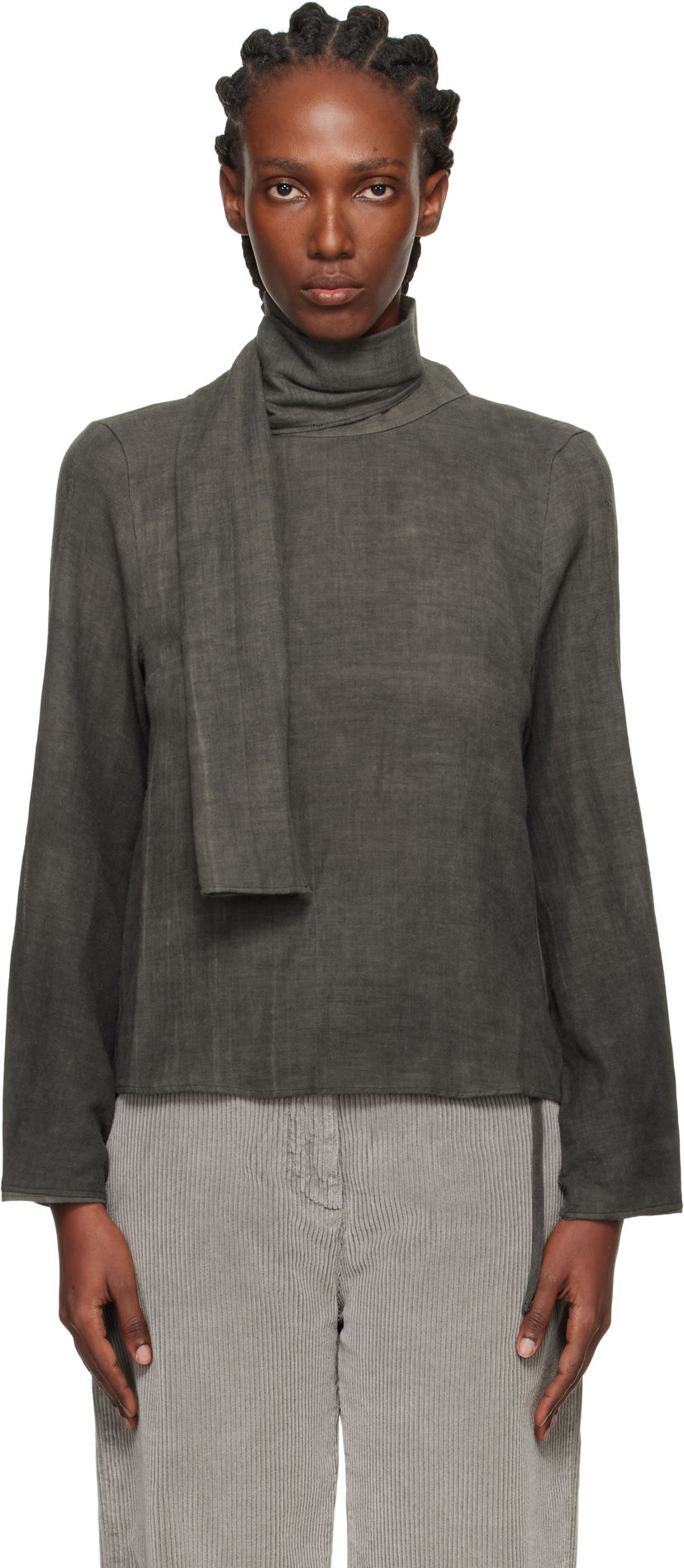 Košulja OUR LEGACY Virtuous Draped Neck Blouse Siva | W4252VD