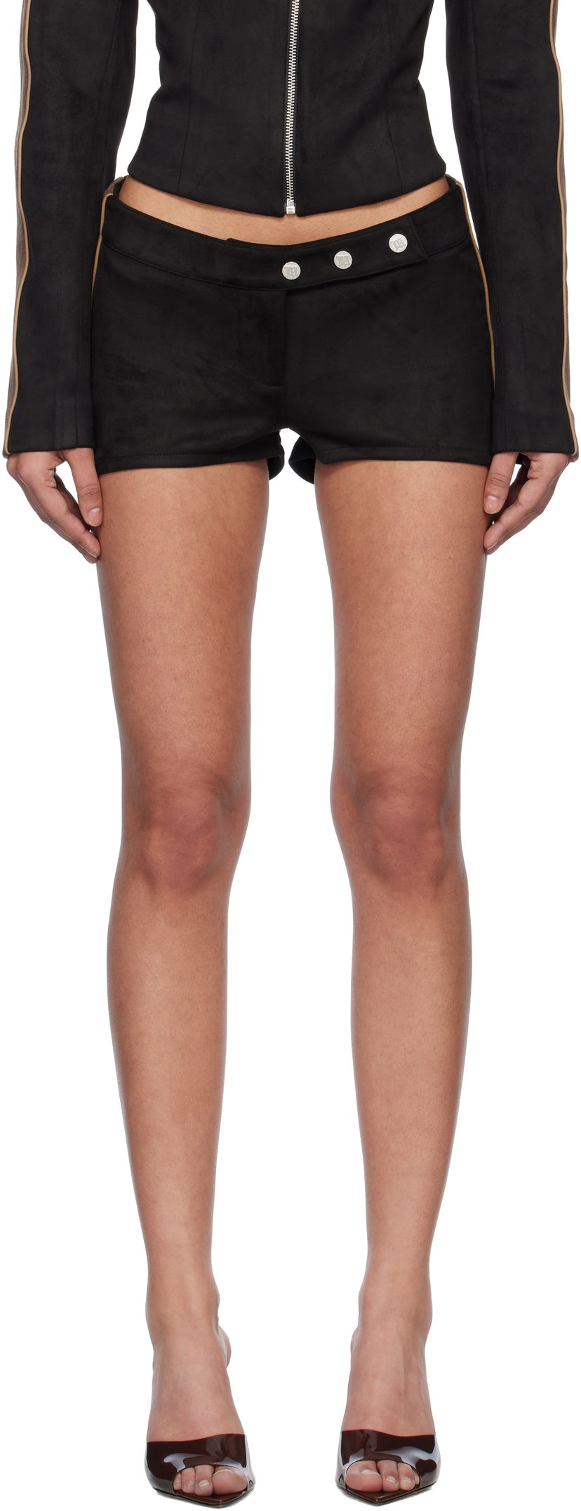 Kratke hlače MISBHV MISBHV Faux Suede Moto Shorts Crna | 250W353