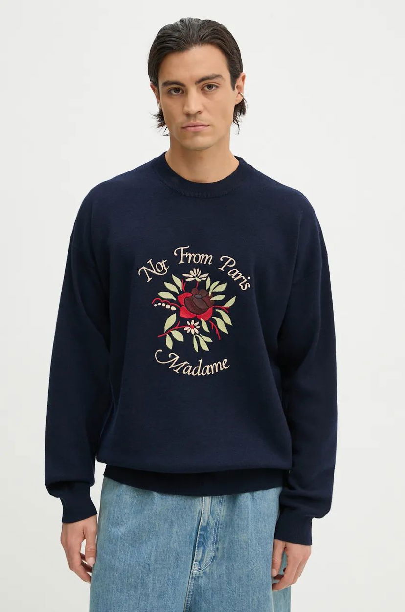 Džemper Drôle de Monsieur Embroidered Floral Graphic Sweatshirt Tamnoplava | E.PO162.WO007.NY