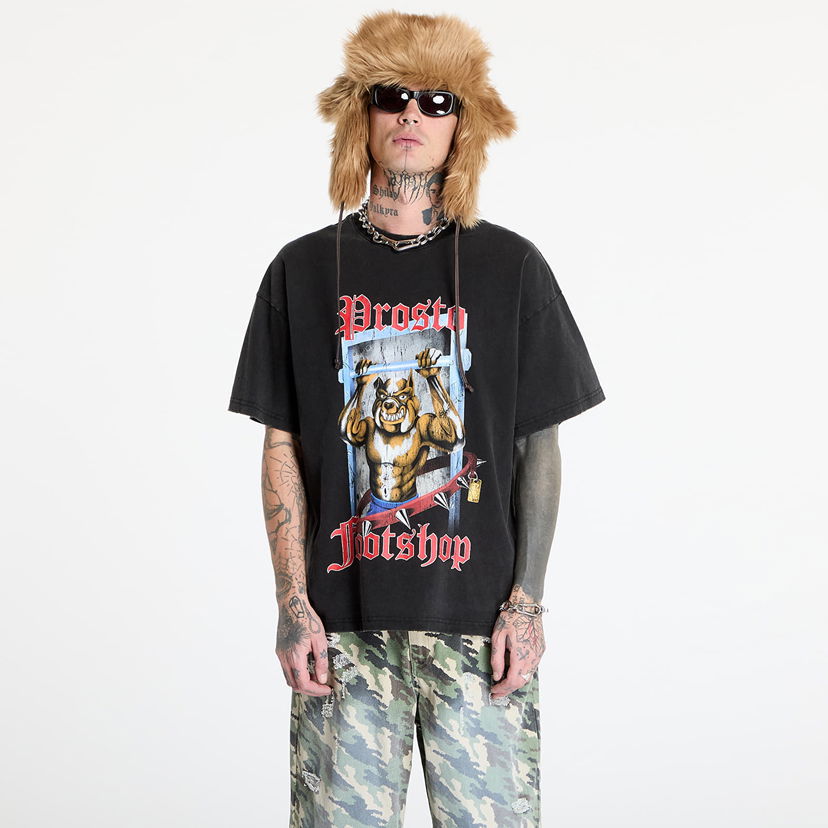 Majica kratkih rukava Footshop PROSTO x FTSHP Black Bulldog Graphic T-Shirt Crna | FTSHP_415