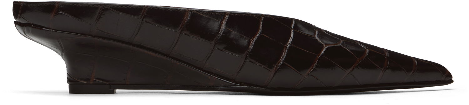 Tenisice i cipele TOTEME Sharp Croco-Embossed Wedge Mules Smeđa | 251-WAS0179-LE0076, 0