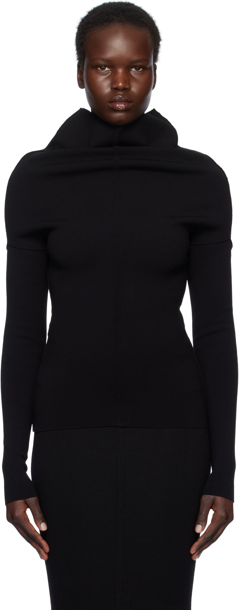 Džemper Rick Owens Rick Owens Hollywood Draped Long Sleeve Turtleneck Top Crna | RP01E7690 KST