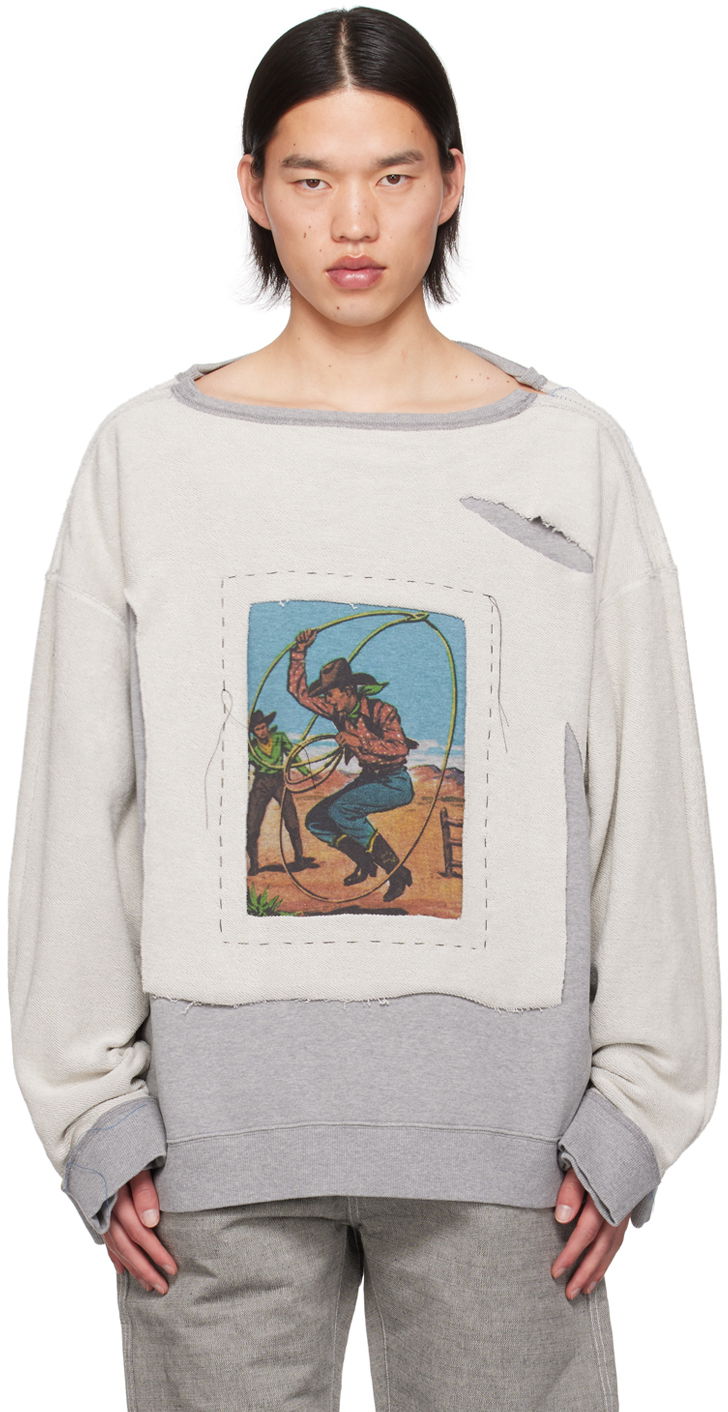 Dukserice Maison Margiela Maison Margiela Layered Cowboy Print Sweatshirt Siva | S50GU0213 S25614