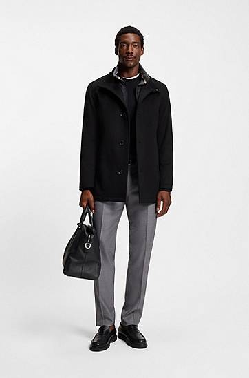 Kaputi BOSS Relaxed-fit coat in wool and cashmere Crna | 50549193, 1