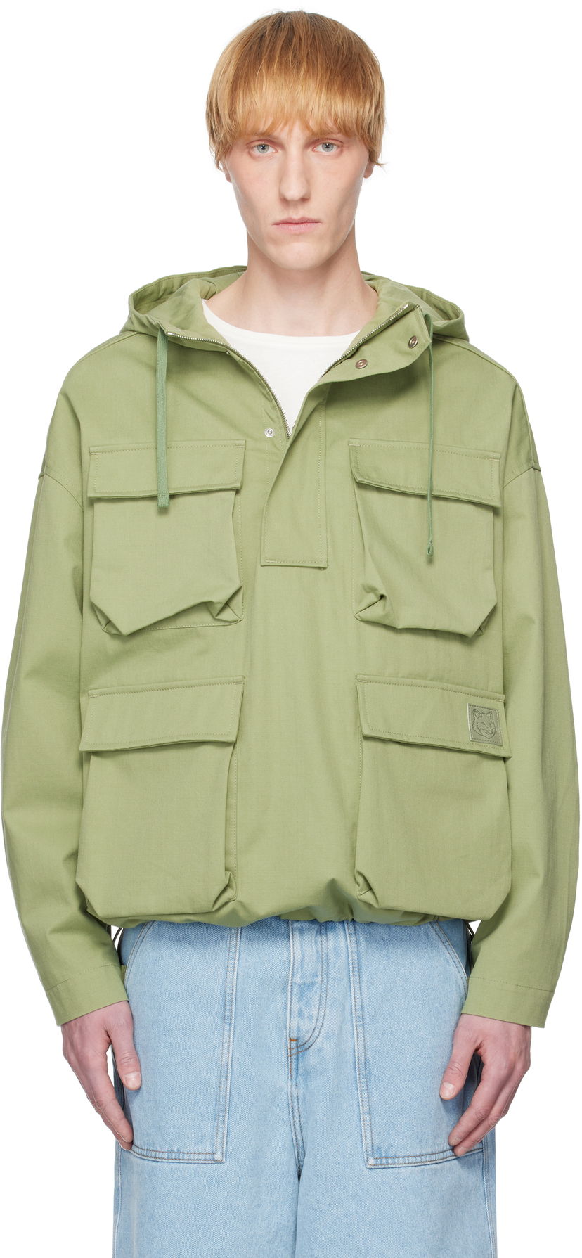 Parka MAISON KITSUNÉ Maison Kitsuné Hooded Popover Jacket Zelena | OM02112WW9026