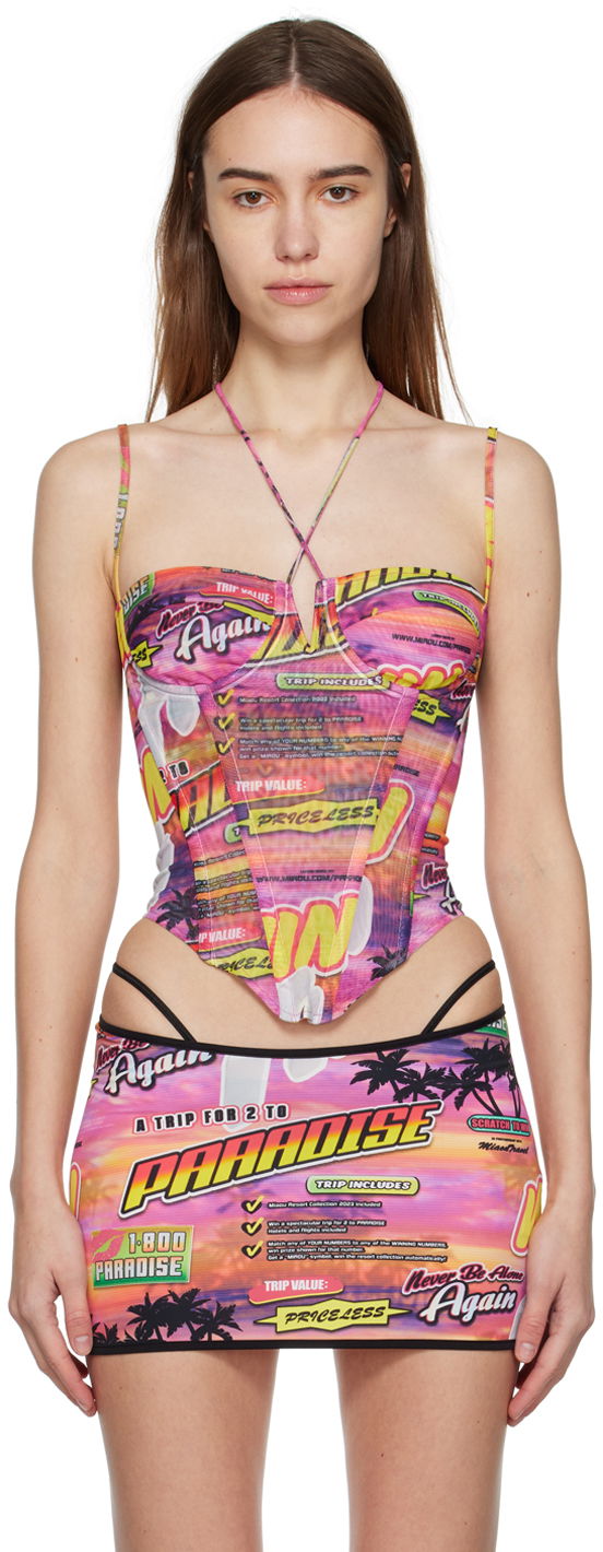 Suknja Miaou Miaou Aphex Paradise Print Tank Top Ružičasta | 7046PM1LOT