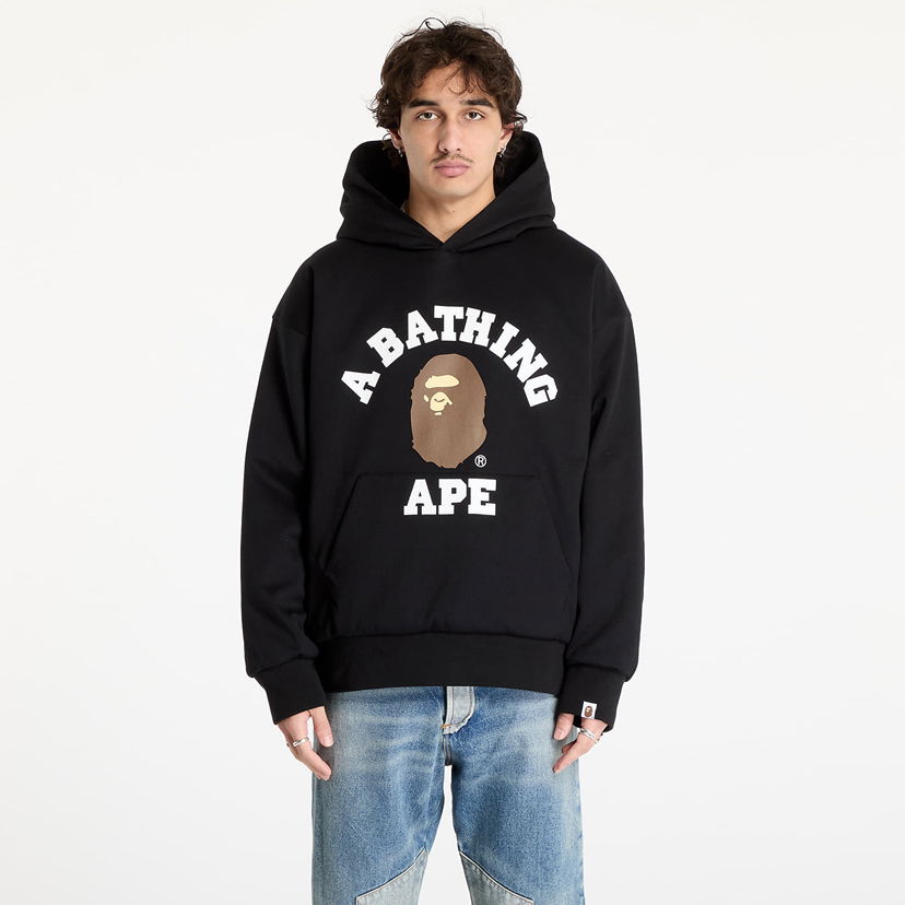 Dukserice BAPE College Puffy Relaxed Fit Pullover Hoodie Crna | 001PPK801012M BLK