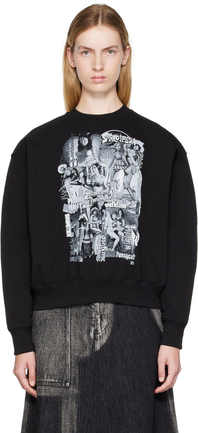 Džemper We11done Movie Collage Graphic Sweatshirt Crna | WD-TS3-22-743-U-BK