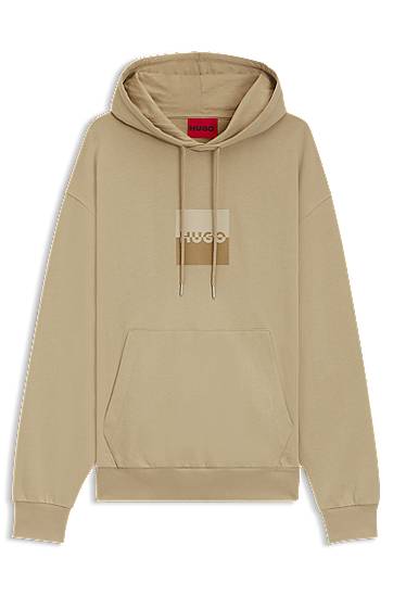 Dukserice BOSS HUGO Relaxed-Fit Cotton Terry Hoodie with Split Logo Bež | 50542787