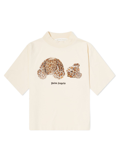Majica kratkih rukava Palm Angels Cropped Leopard Bear Tee Bež | PWAA020S22JER0020360