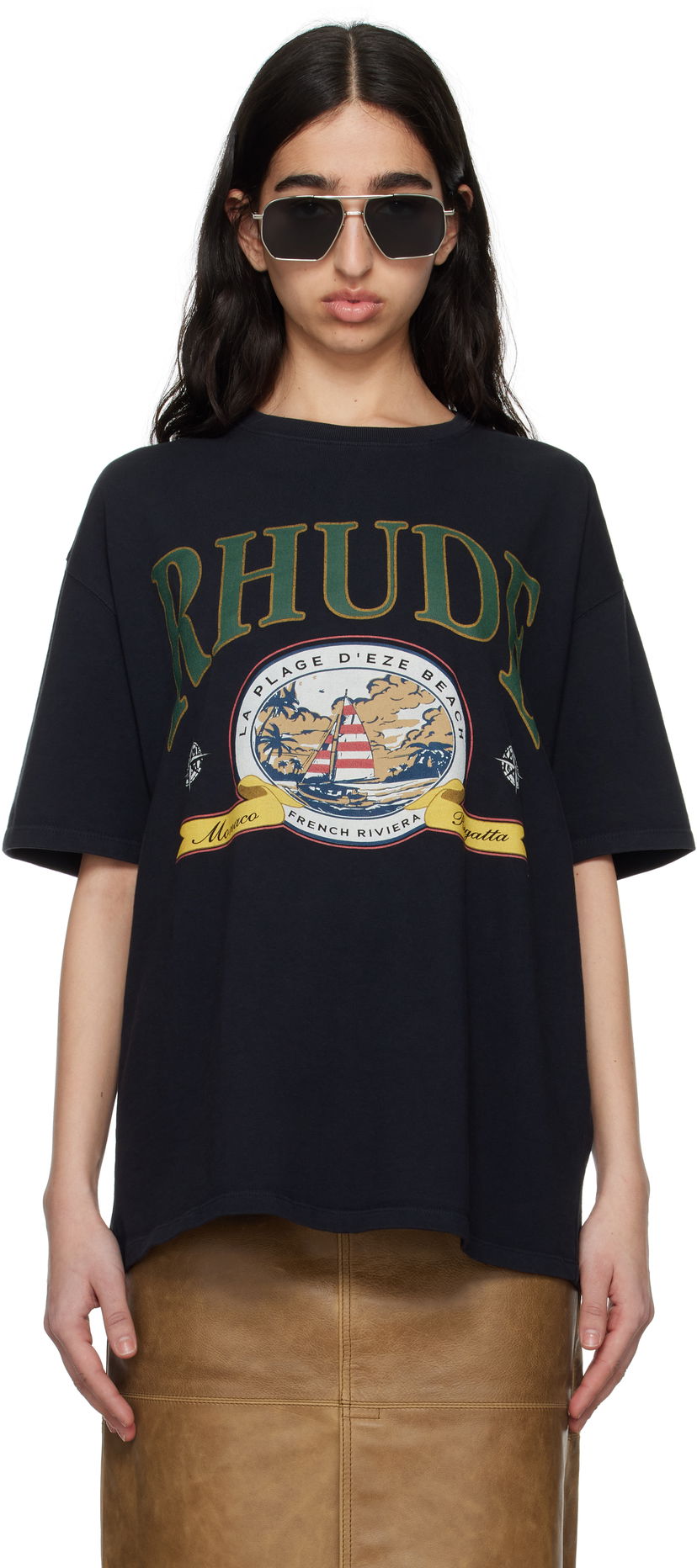 Majica kratkih rukava Rhude Rhude Monaco Regatta Graphic T-Shirt Crna | RHSS25TT13012