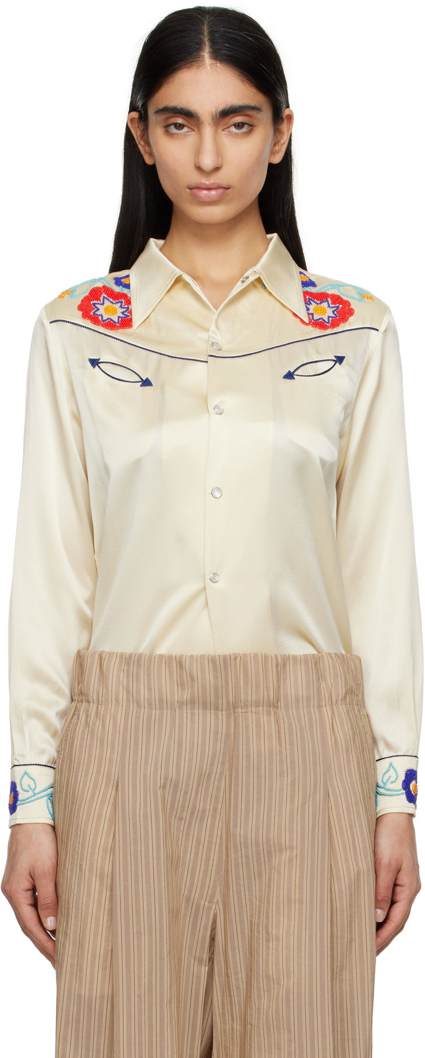 Košulja Bode Bode Garden Party Embroidered Western Shirt Bež | WRS25SH035