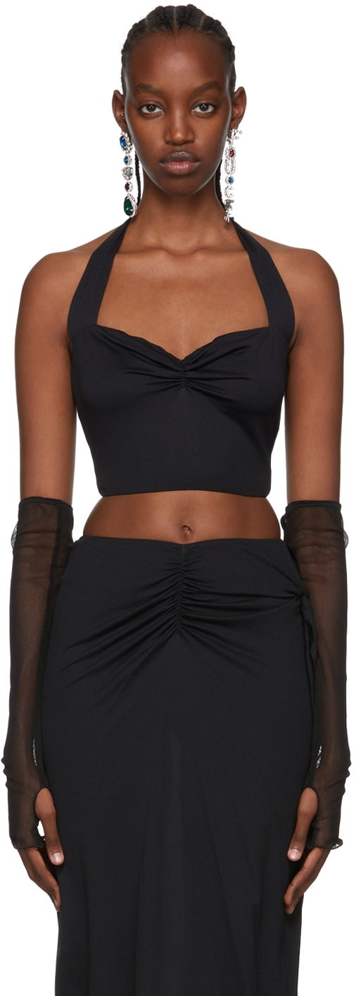 Majica bez rukava Anna Sui Exclusive Ana Black Halter Neck Tank Top Crna | 522C20