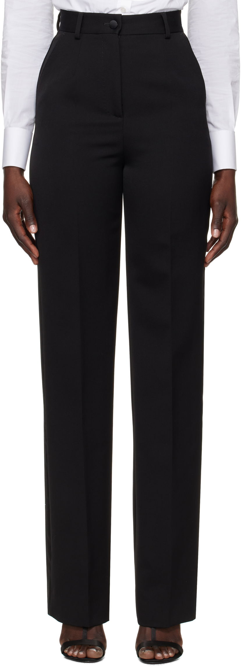 Hlače Dolce & Gabbana Dolce&Gabbana Wool Tuxedo Trousers Crna | FTC8ZT FU21E