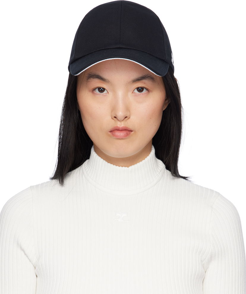 Kapa Courrèges Courrèges Signature 'AC' Cotton Cap Crna | 125ACT039CO0024