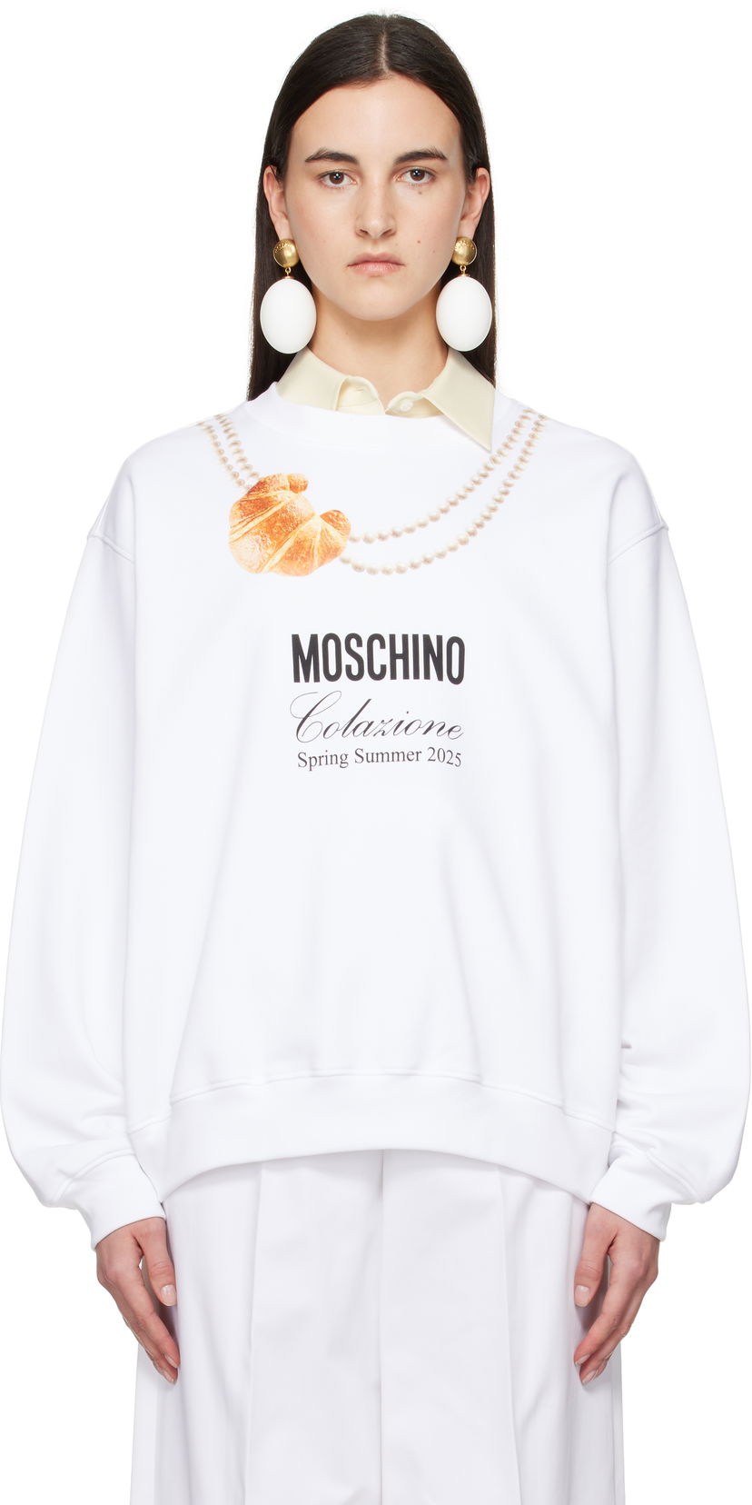 Džemper Moschino Moschino Breakfast Sweatshirt Bijela | A170705281001