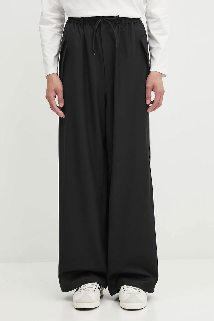 Hlače Y-3 Y-3 Refined Wool Wide-Leg Trousers Crna | JX7275