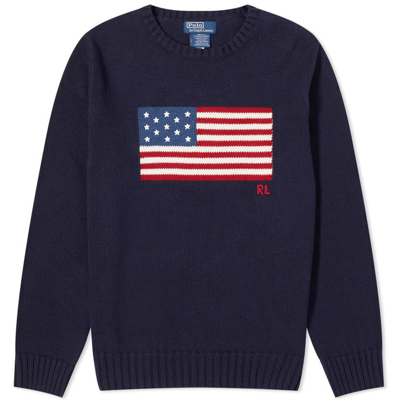 Džemper Polo by Ralph Lauren Flag Intarsia Crewneck Tamnoplava | 710718281006