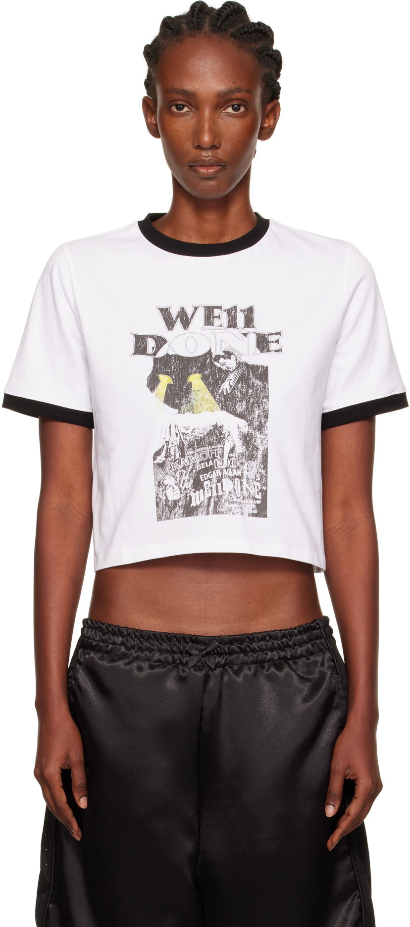 Majica kratkih rukava We11done We11done Poster Graphic Cropped Ringer T-Shirt Bijela | WD-TT2-25-776-W-WH