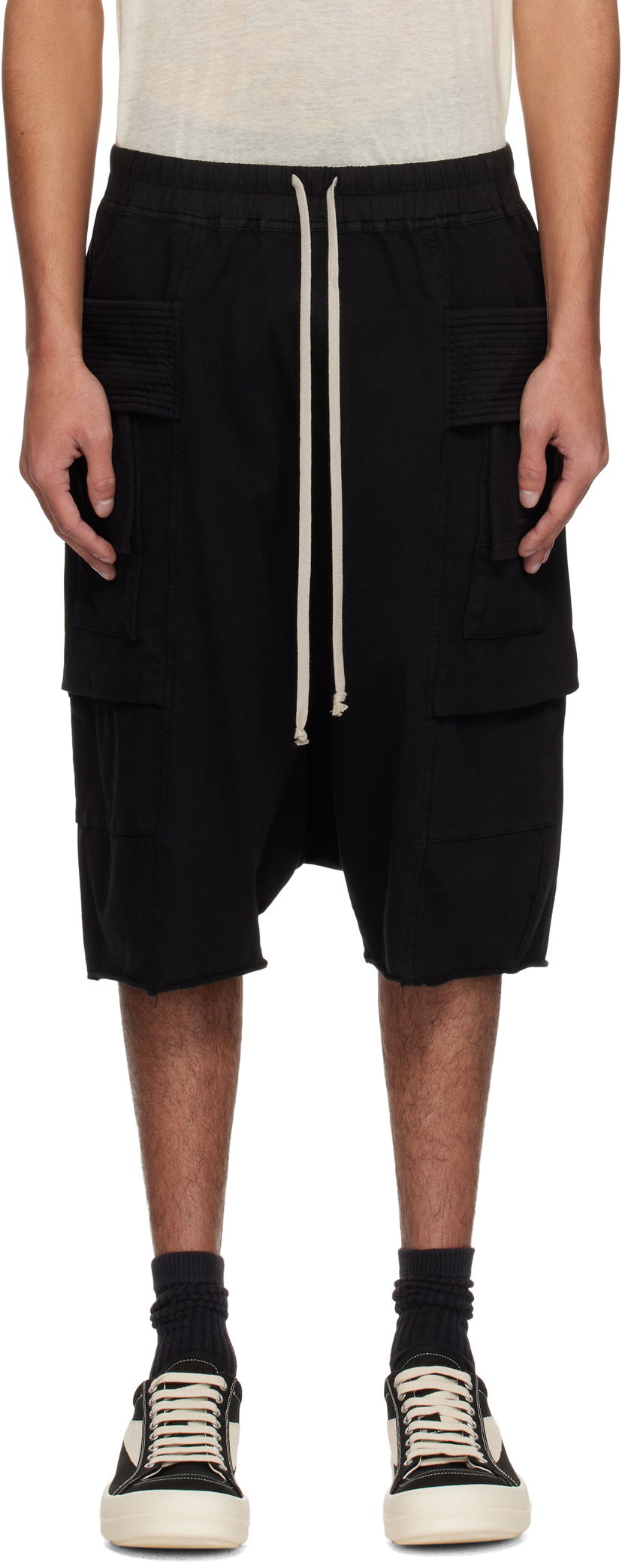 Kratke hlače Rick Owens Rick Owens DRKSHDW Hollywood Creatch Drawstring Cargo Shorts Crna | DU01E3382 RIG
