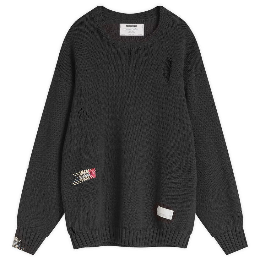 Džemper Neighborhood Neighborhood Savage Crewneck Knit Sweater, Size Large Crna | 251FUNH-KNM03-BLK