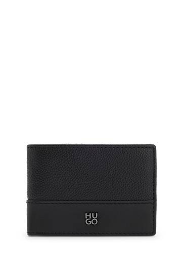 Novčanik BOSS HUGO Leather Wallet with Stacked Logo Crna | 50548763, 0