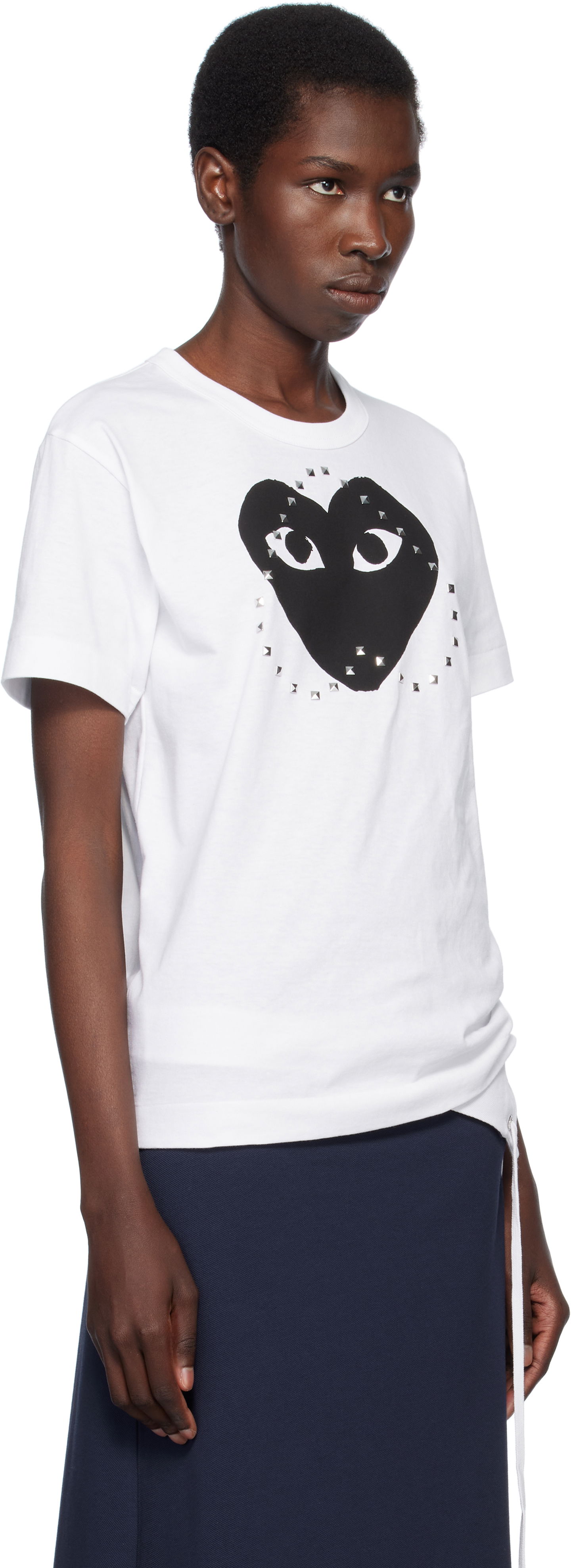 Majica kratkih rukava Comme des Garçons PLAY Stud Print Heart T-Shirt Bijela | AX-T804-051, 1