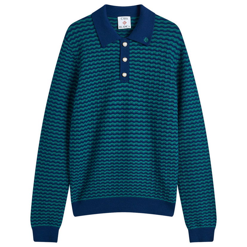 Polo majica Casablanca Mini Wave Polo Shirt Plava | MPS25-KW-862-01