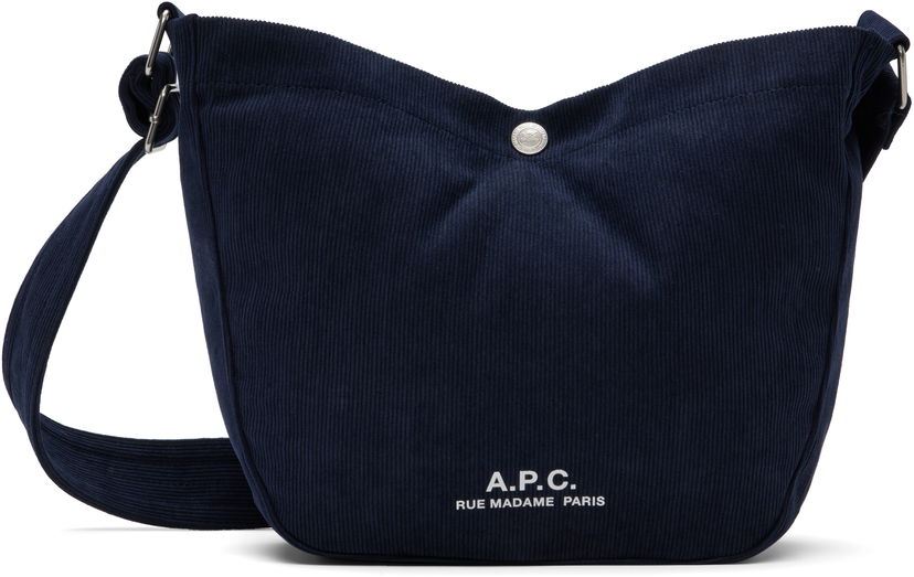 Torba za rame A.P.C. A.P.C. Journal Small Corduroy Satchel Tamnoplava | PSALI-M67010