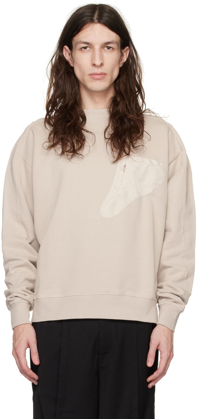 Dukserice HELIOT EMIL Crewneck Sweatshirt With Chest Pocket Bež | HE_M_08_016_C03_ST18