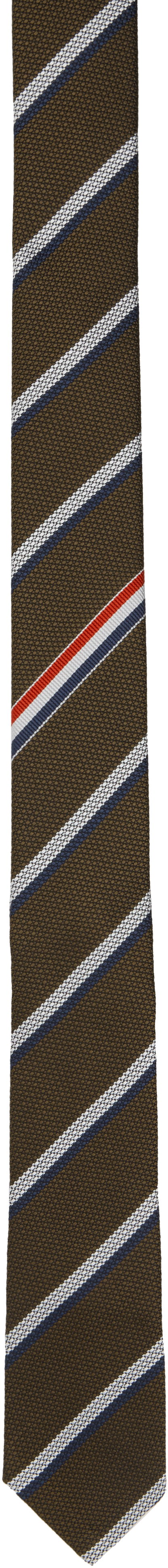 Šal Thom Browne Thom Browne Classic Shadow Stripe Pique Weave Tie Smeđa | MNL001A-F0990