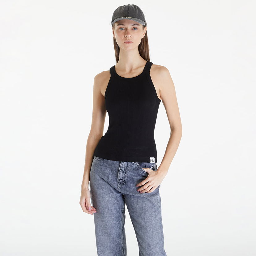 Majica bez rukava CALVIN KLEIN Jeans Variegated Rib Woven Tank Top Black Crna | J20J223104 BEH