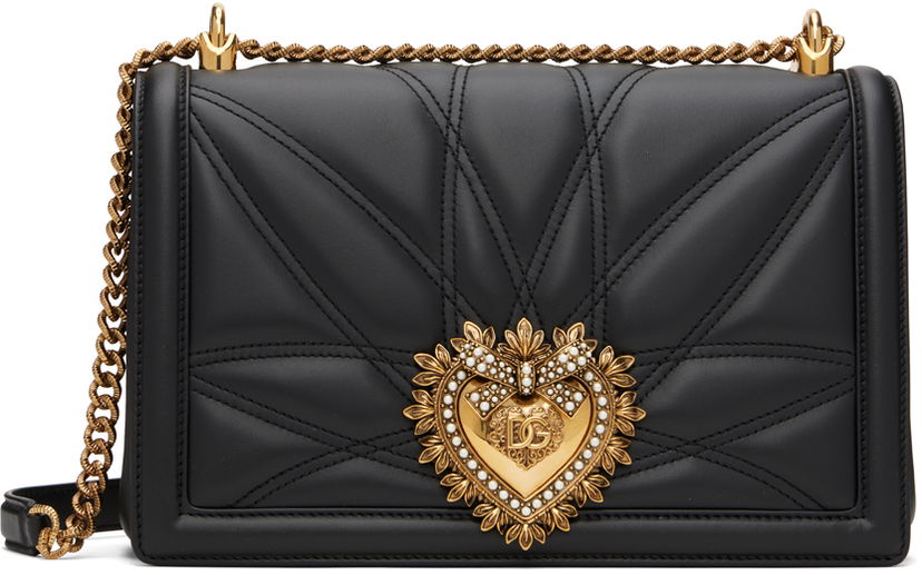Ručna torbica Dolce & Gabbana Black Medium Devotion Bag Crna | BB7100 AW437