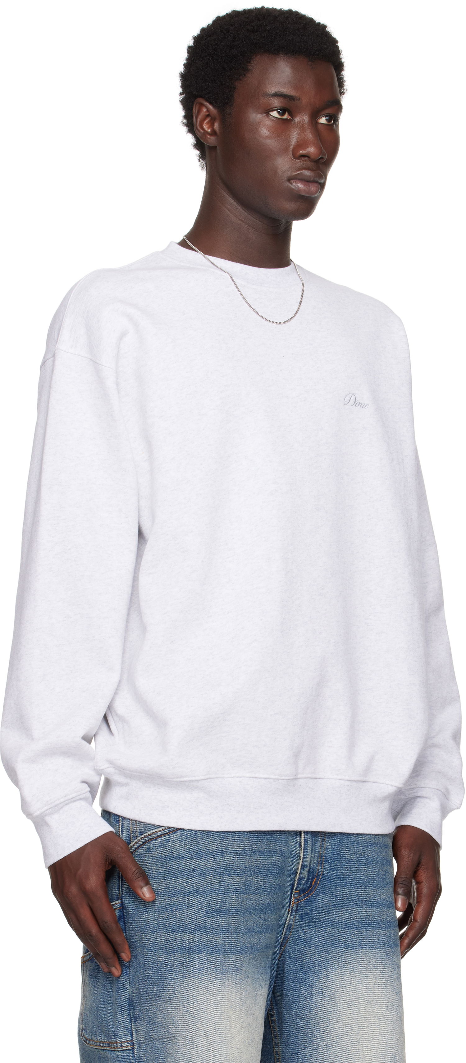 Dukserice Dime Dime Cursive Small Logo Crewneck Sweatshirt Siva | DIMESU2538ASH, 1