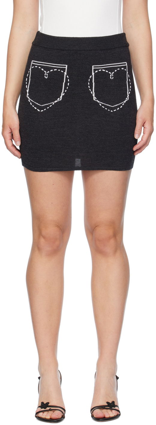Suknja Moschino Moschino Jeans Heart Pocket Miniskirt Siva | 242K10180