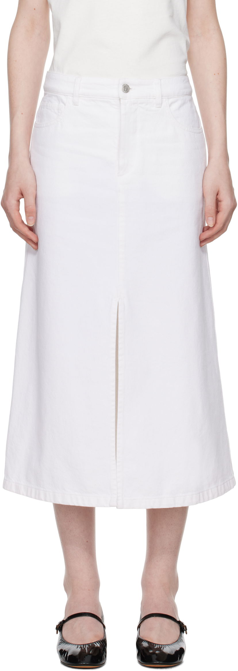 Suknja A.P.C. Denim Midi Skirt with Front Slit Bijela | COGZV-F06423