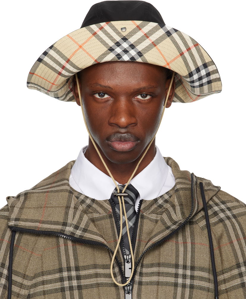 Šešir Burberry Burberry Check Brim Gabardine Bucket Hat Bež | 8112364