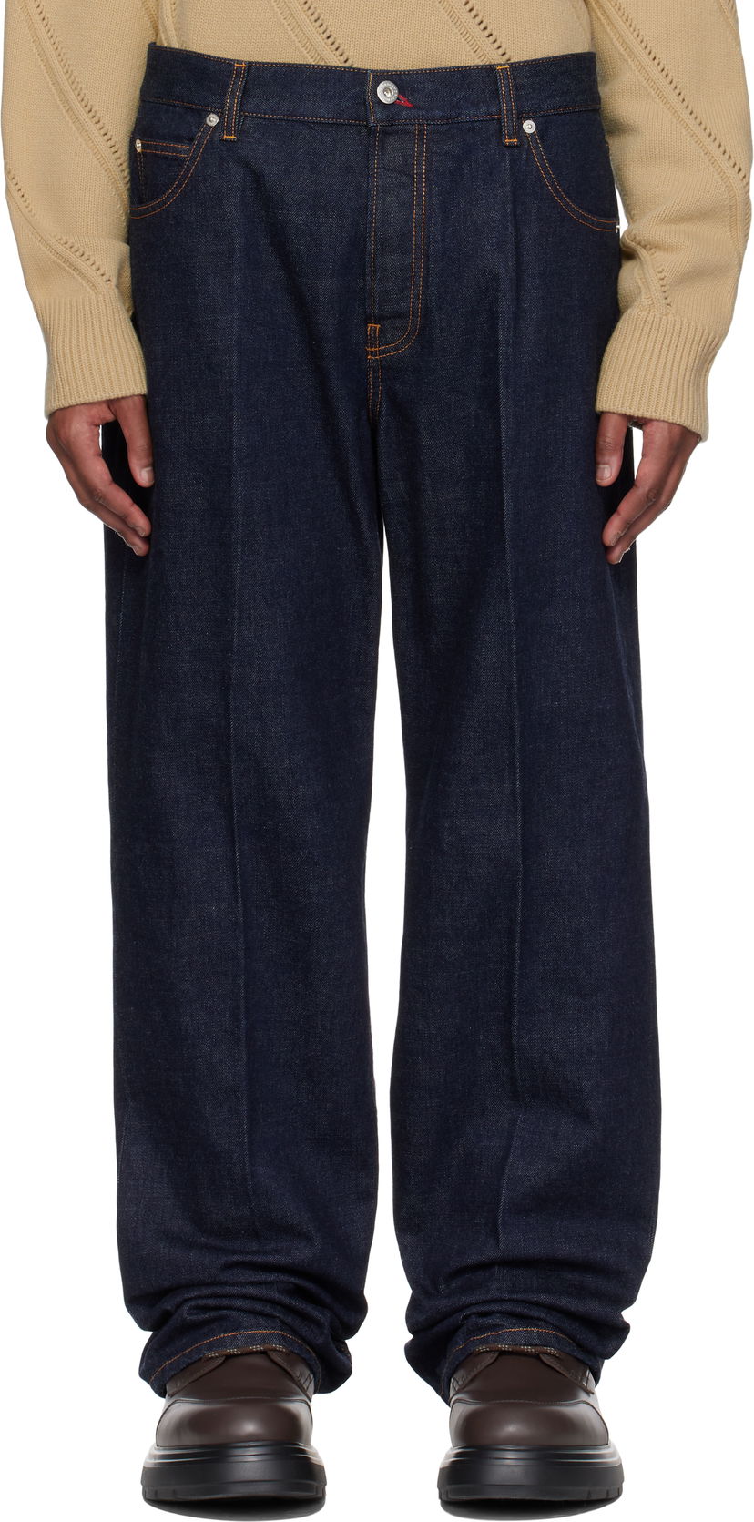 Jeans FERRAGAMO Ferragamo Straight-Leg Jeans Plava | 780559