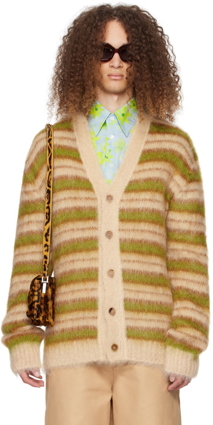 Džemper Marni Striped Cardigan Bež | CDMG0051Q0 UFU191
