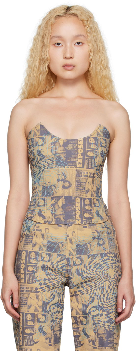 Majica bez rukava Miaou Miaou Leia Printed Tank Top Bež | 7010-CL-WNT