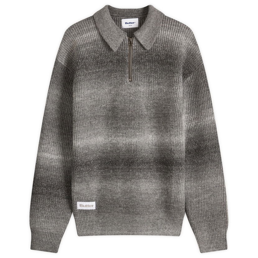 Džemper Butter Goods Beams 1/4 Zip Knit Polo Siva | BG251300-BLK