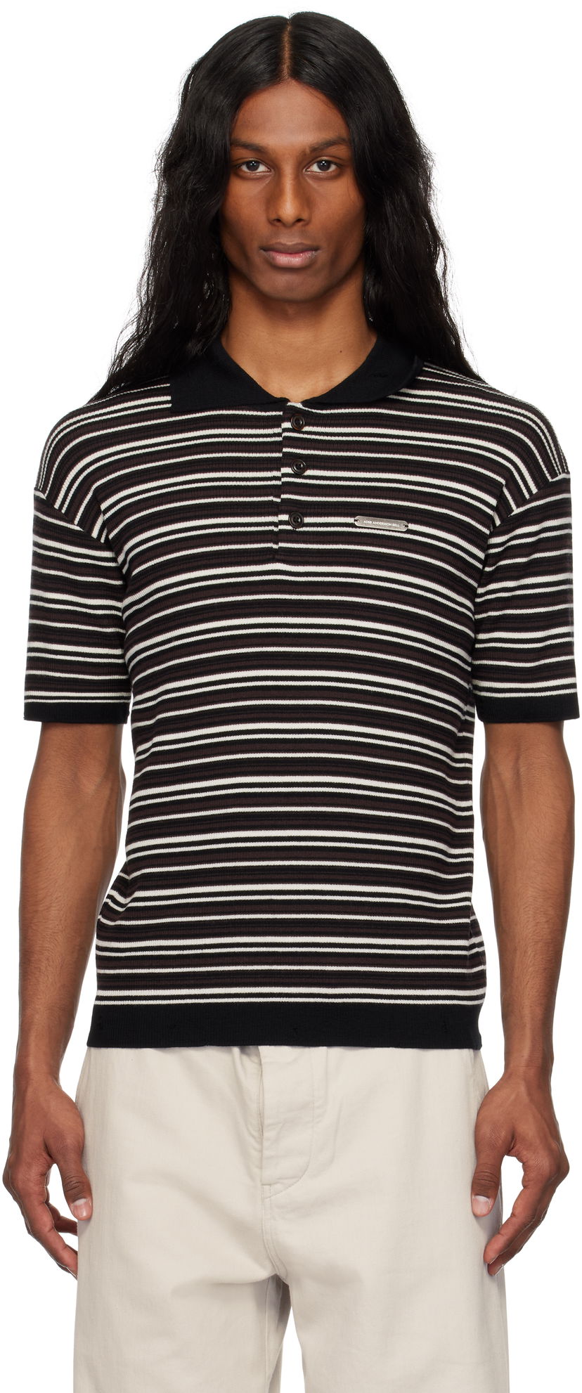 Polo majica Andersson Bell Andersson Bell Striped Sweater Polo Crna | atb1286m