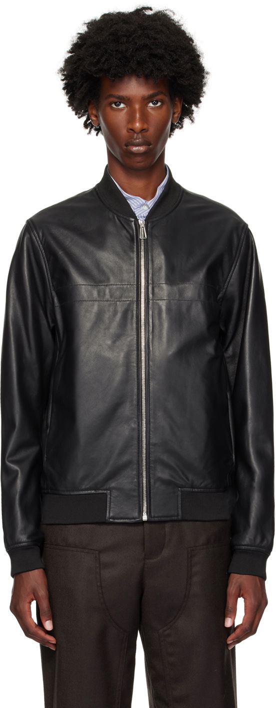 Bomber jakna Paul Smith PS Paul Smith Zip Leather Bomber Jacket Crna | M2R-078ZL-N21450-79