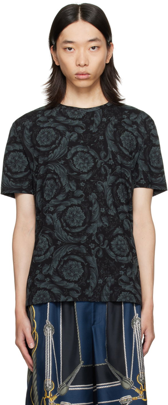 Majica kratkih rukava Versace Barocco Print T-Shirt Crna | 1000959_1A11188