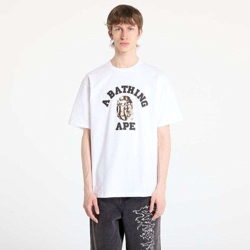 Majica kratkih rukava BAPE A BATHING APE Trial Camo College Tee Bijela | 001TEL301033MWHA