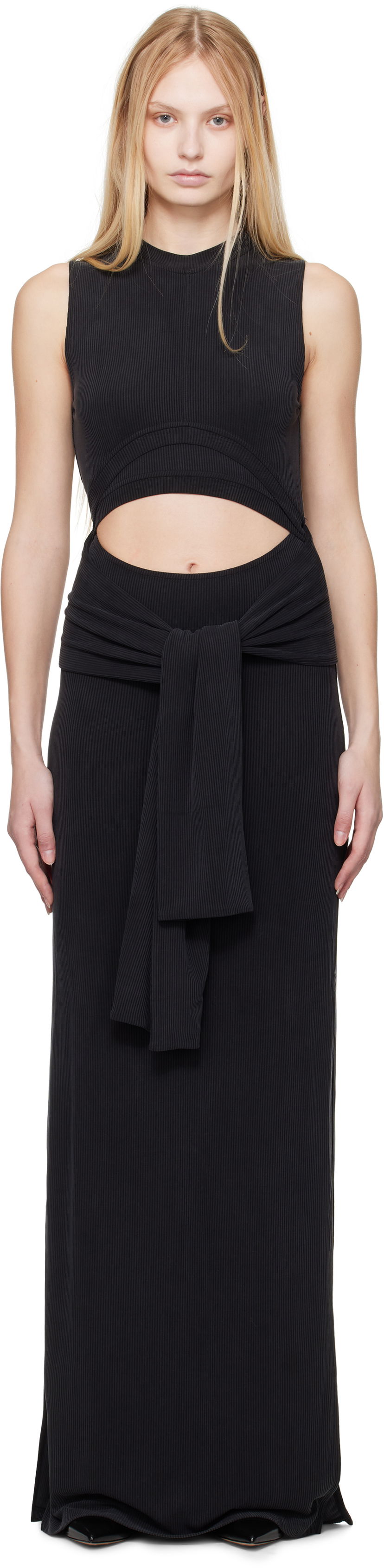 Haljina Balmain Balmain Knotted Cutout Maxi Dress Crna | EF1RO125JJ76