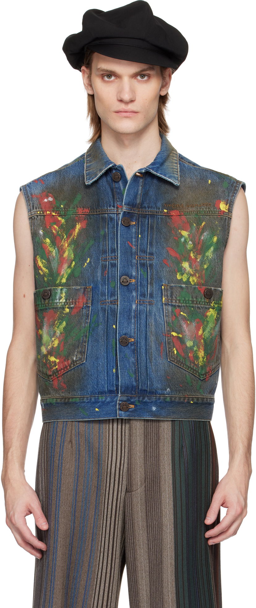 Prsluk Vivienne Westwood Vivienne Westwood Marlene Painted Denim Vest Plava | 3901000I-W0161-