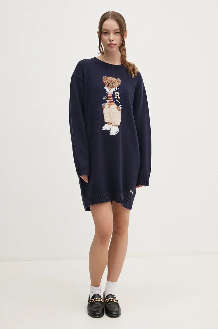 Haljina Polo by Ralph Lauren Mini Oversized Sweater Dress Plava | 211941576, 0