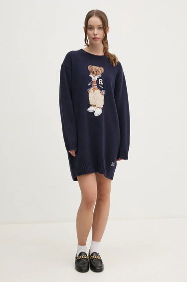 Haljina Polo by Ralph Lauren Mini Oversized Sweater Dress Plava | 211941576, 0